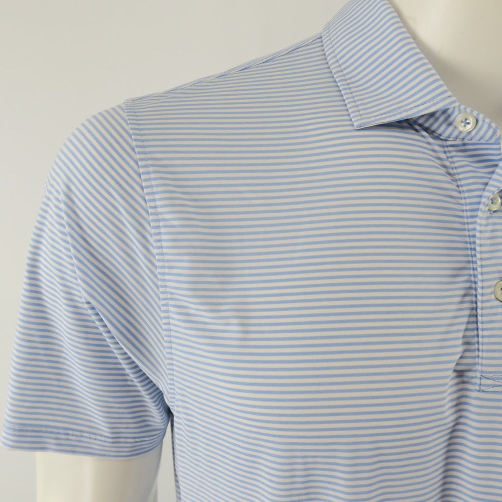 B. Draddy Sport Golf Polo Shirt Mens Medium Blue White Striped - Picture 6 of 8